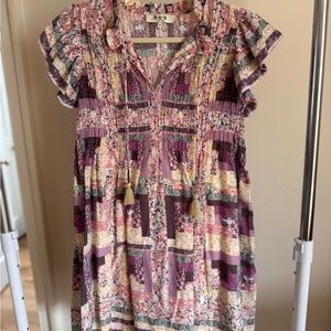 Sea New York Floral Patchwork Dress in Pink, Purple, Yellow